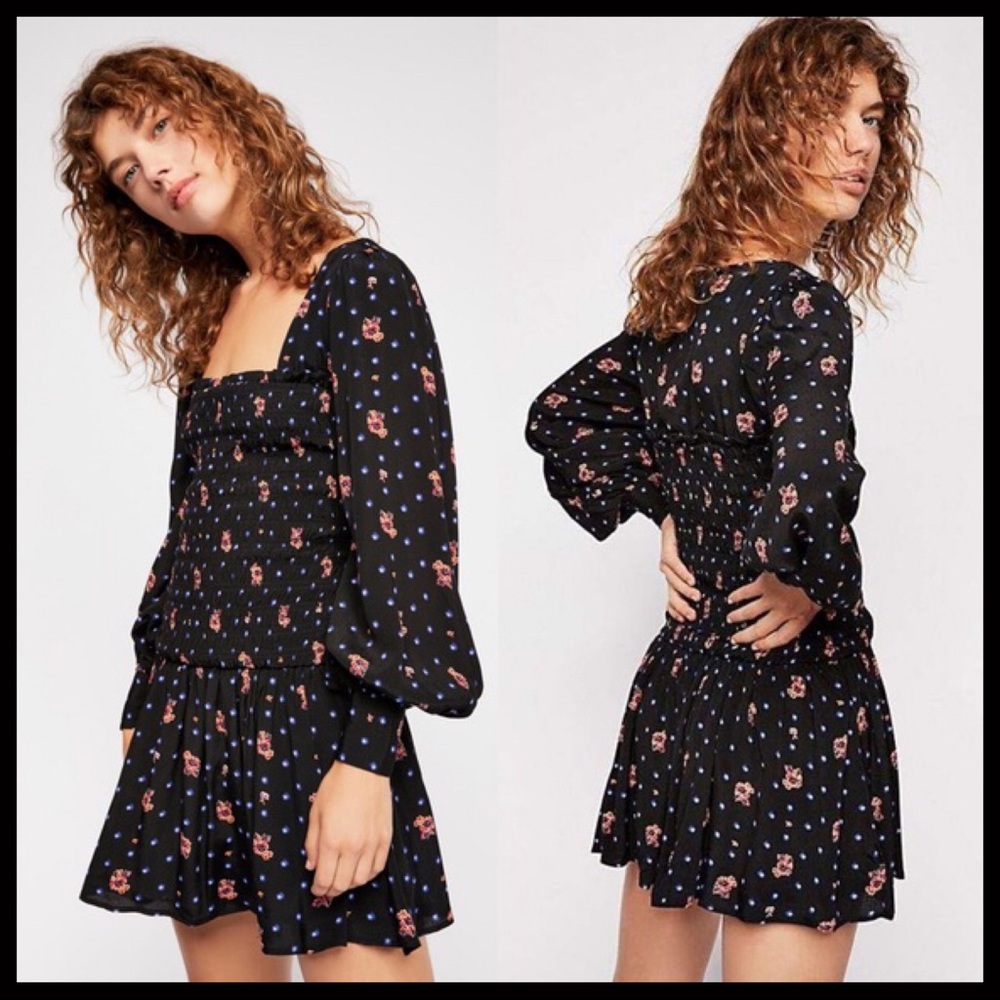FREE PEOPLE BOHO FLOWY LONG SLEEVES MINI DRESS A2C - Picture 11 of 16